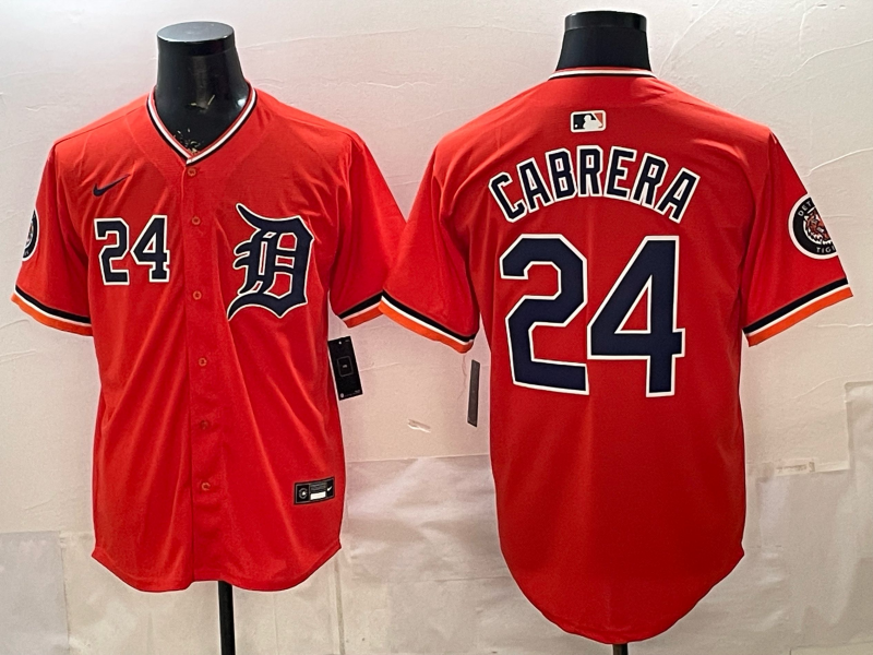 Men Detroit Tigers #24 Cabrera orange Game Nike MLB Jersey 2026032001->->MLB Jersey